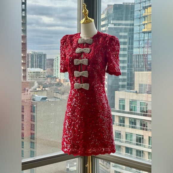 🆕 REBECCA VALLANCE 🧿 NWOT x Nicky Hilton Leyla Short Sleeve Mini Dress, Sz US2 - Picture 4 of 17